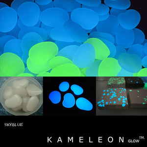 Glow in the Dark SKYBLUE Pebble Stones (15-20mm) Size