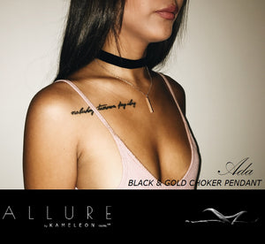 Black & Gold Choker Pendant 'ADA' Necklace from 'ALLURE by kamelonGLOW'