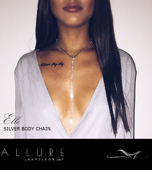 Silver Crystal RHINESTONE  'Elle' Body Chain/Necklace from 'ALLURE by kamelonGLOW'