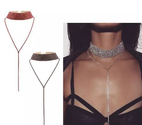 BLACK RHINESTONE Choker 'Leila Monique' Necklace from 'ALLURE by kamelonGLOW'